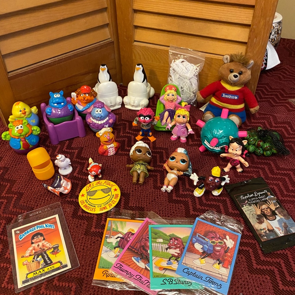 Lot of Vintage and other Random Toys and cards